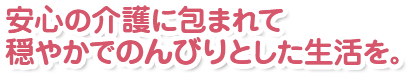 安心の介護に包まれて穏やかでのんびりとした生活を。